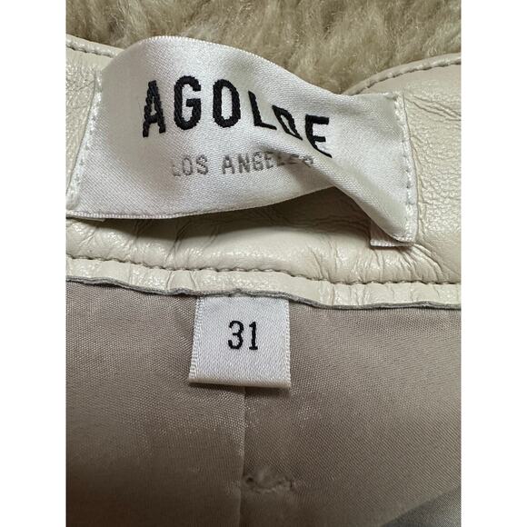 AGOLDE Recycled Leather 90's Pinch Waist Pants Powder Cream Sz 31,  $298 - Picture 10 of 16
